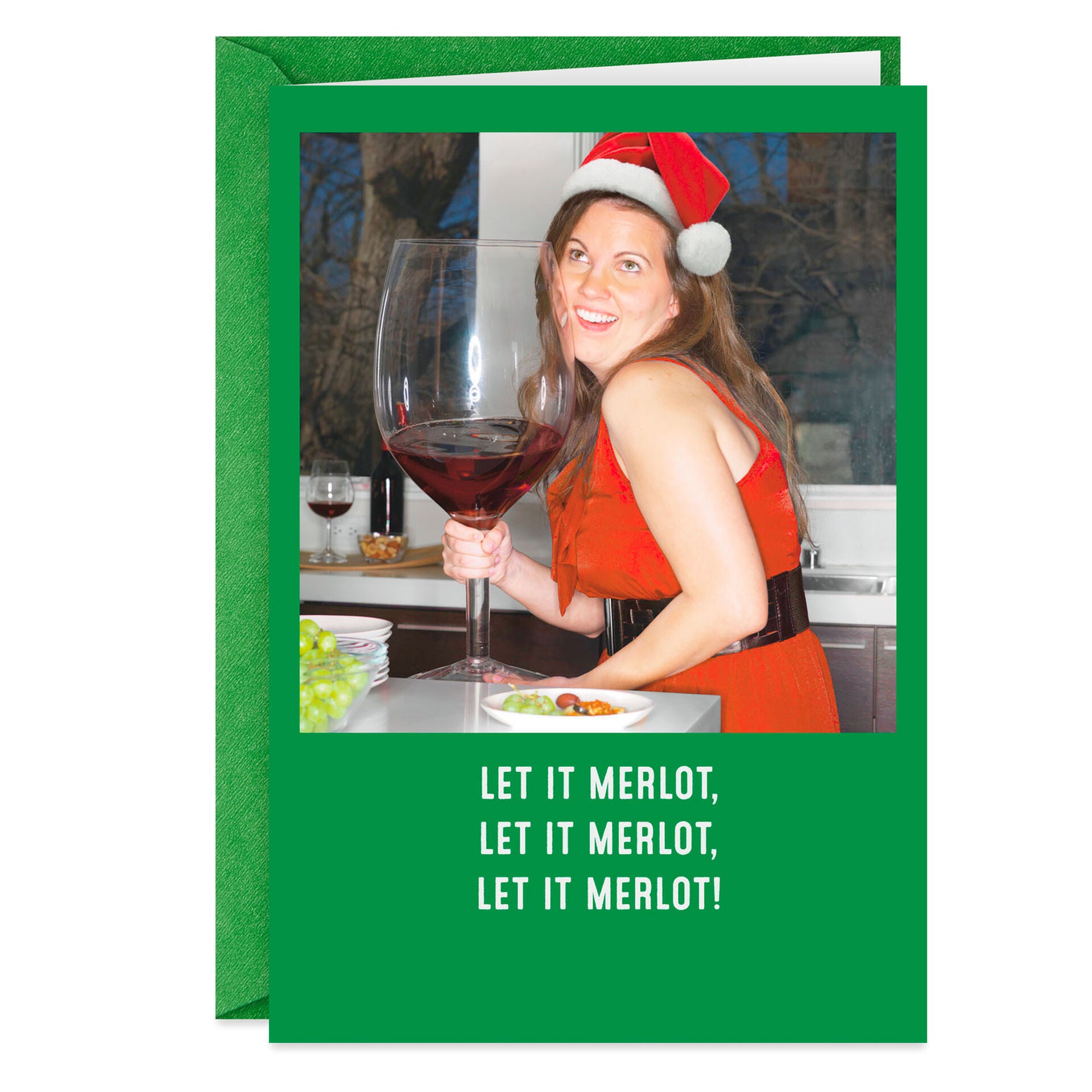 Let It Merlot Funny Christmas Card