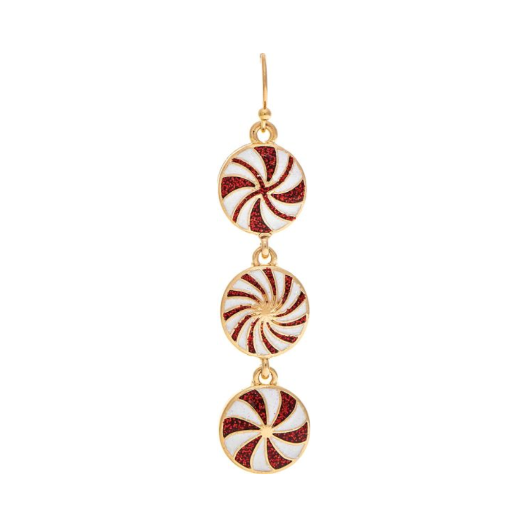 Gold Glitter Peppermint Candies Earring