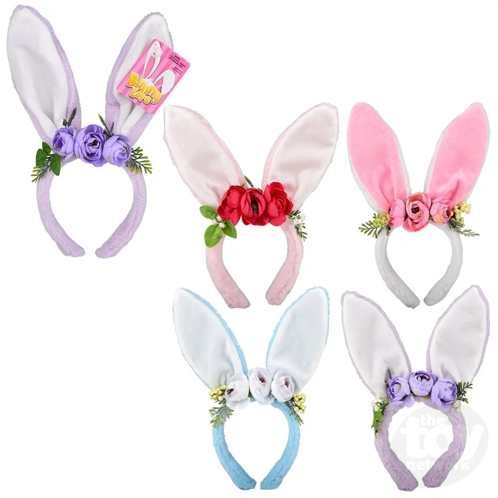 Plush Bunny Ears w/ Flowers