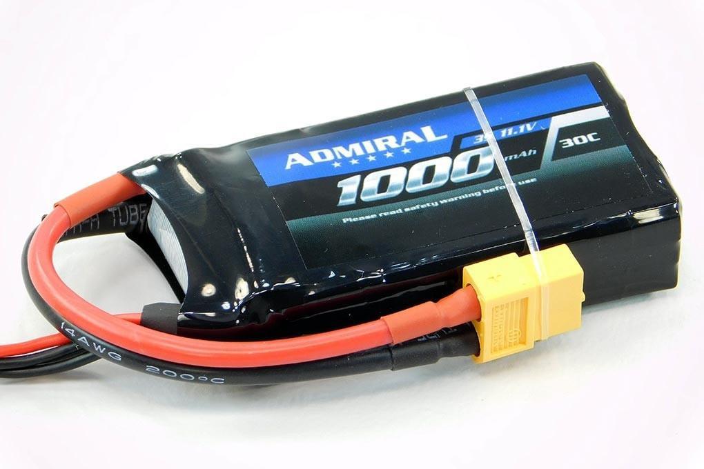 Admiral 1000mAh 3S 11.1V 30C LiPo Battery with XT60 Connector