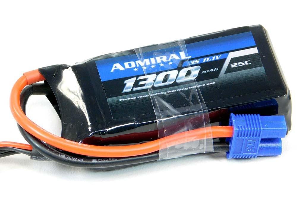Admiral 1300mAh 3S 11.1V 25C LiPo Battery with EC3 Connector