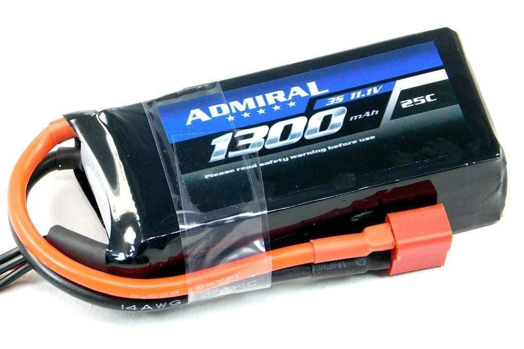 Admiral 1300mAh 3S 11.1V 25C LiPo Battery with T Connector