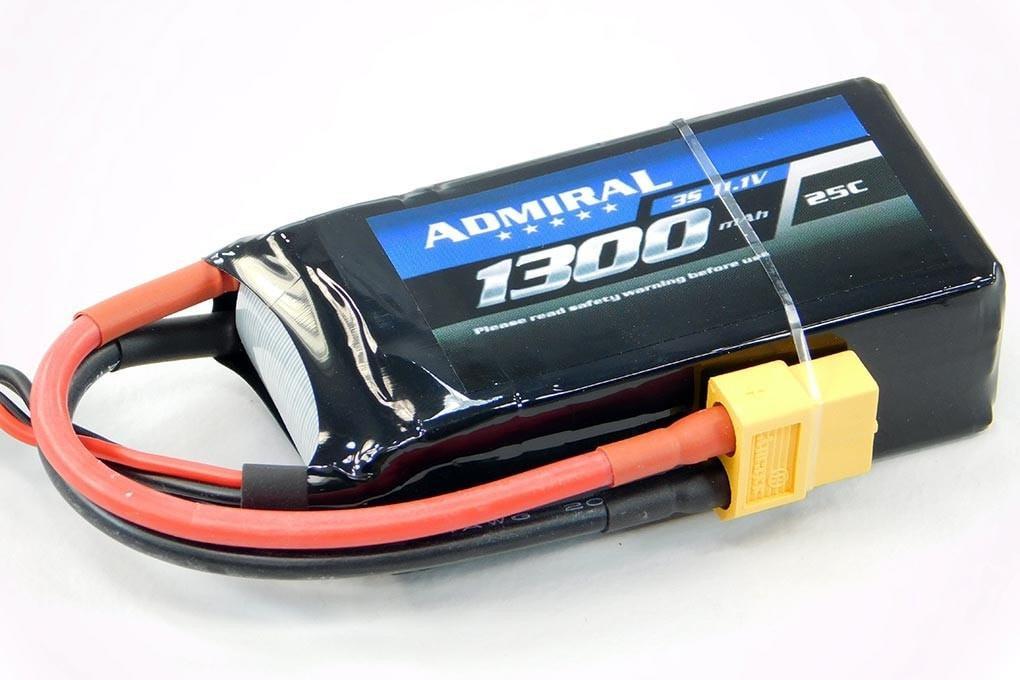 Admiral 1300mAh 3S 11.1V 25C LiPo Battery with XT60 Connector