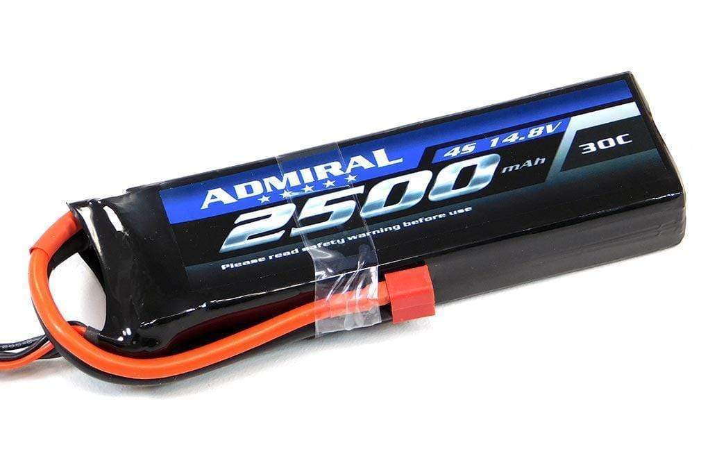 Admiral 2500mAh 4S 14.8V 30C LiPo Battery with T Connector