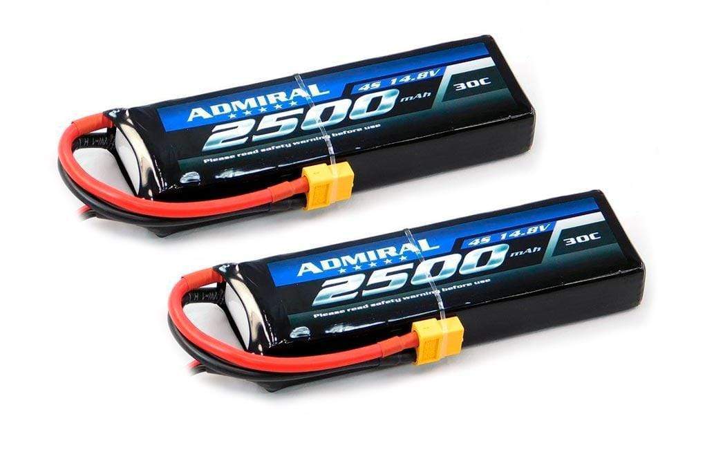 Admiral 2500mAh 4S 14.8V 30C LiPo Battery with XT60 Connector Multi-Pack (2 Batteries)