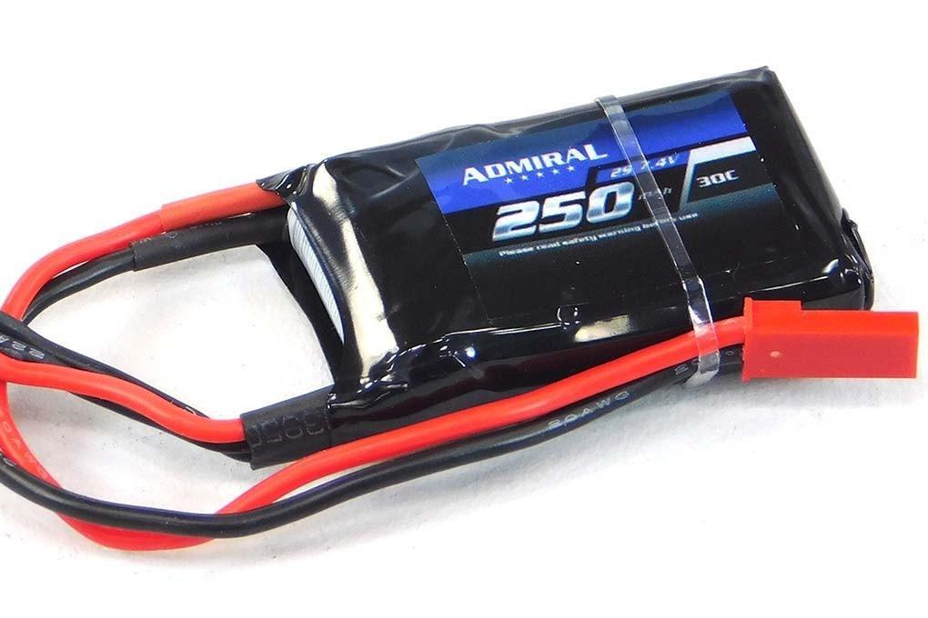 Admiral 250mAh 2S 7.4V 30C LiPo Battery with JST Connector