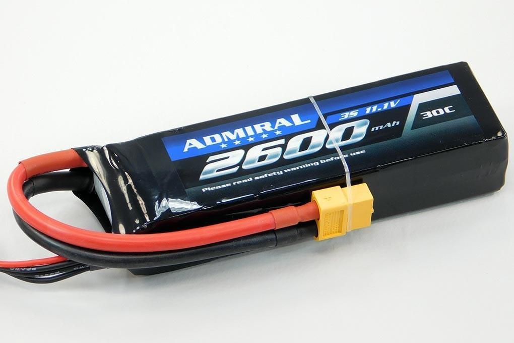 Admiral 2600mAh 3S 11.1V 30C LiPo Battery with XT60 Connector