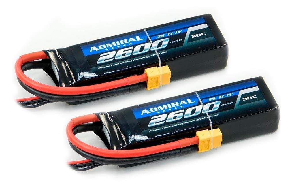 Admiral 2600mAh 3S 11.1V 30C LiPo Battery with XT60 Connector Multi-Pack (2 Batteries)