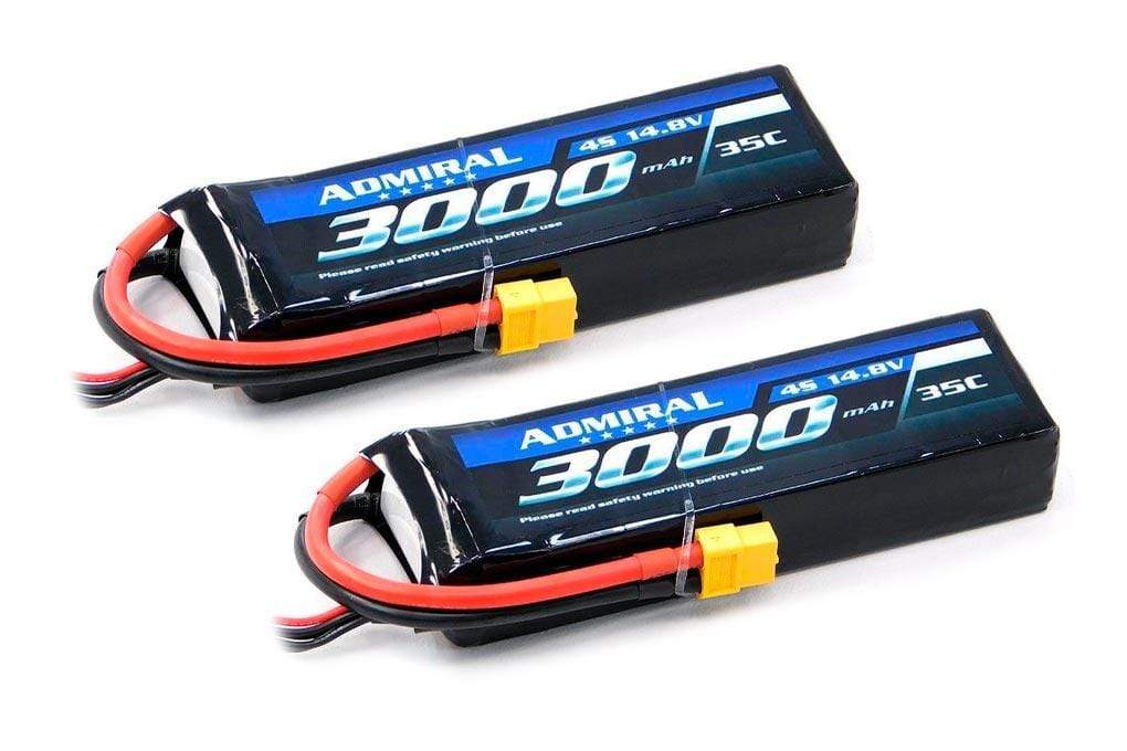 Admiral 3000mAh 4S 14.8V 35C LiPo Battery with XT60 Connector Multi-Pack (2 Batteries)