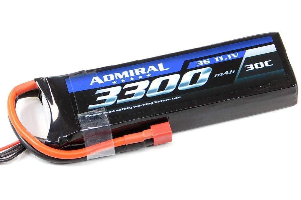 Admiral 3300mAh 3S 11.1V 30C LiPo Battery with T Connector