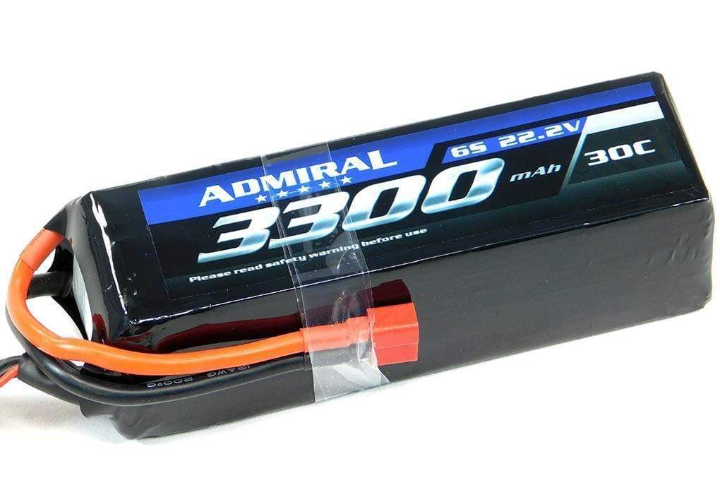 Admiral 3300mAh 6S 22.2V 30C LiPo Battery with T Connector