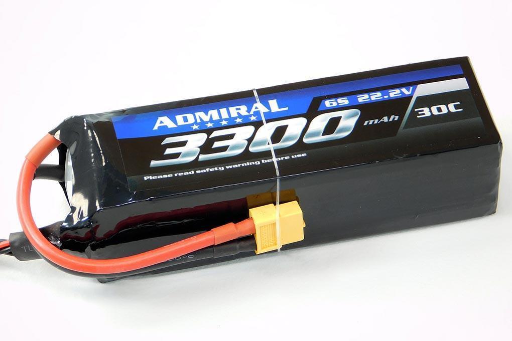 Admiral 3300mAh 6S 22.2V 30C LiPo Battery with XT60 Connector