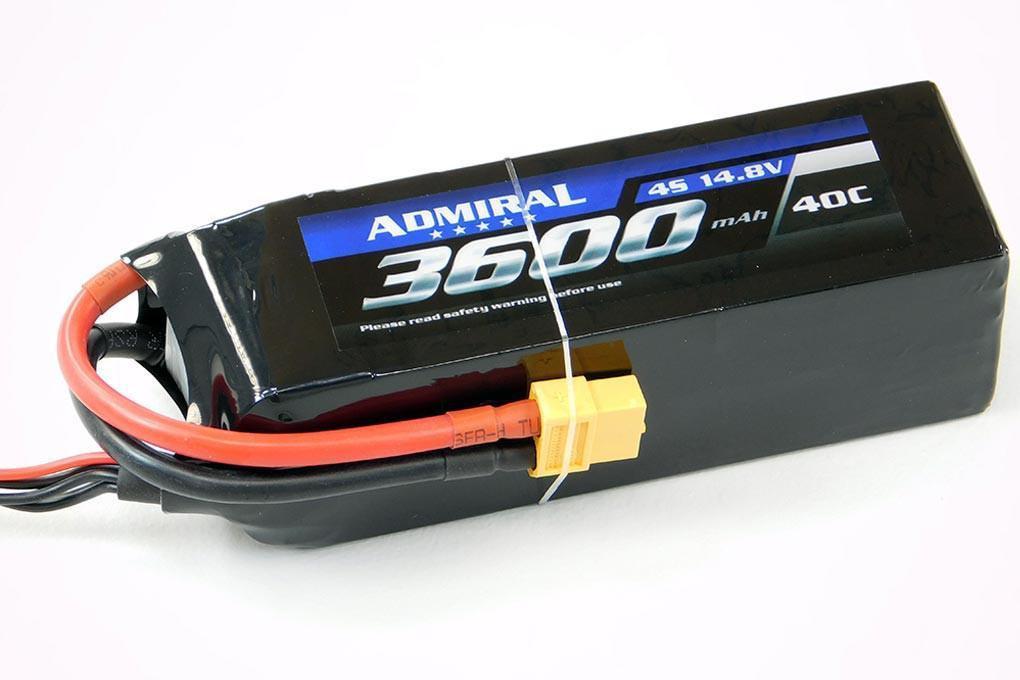 Admiral 3600mAh 4S 14.8V 40C LiPo Battery with XT60 Connector