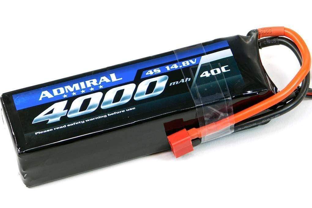 Admiral 4000mAh 4S 14.8V 40C LiPo Battery with T Connector