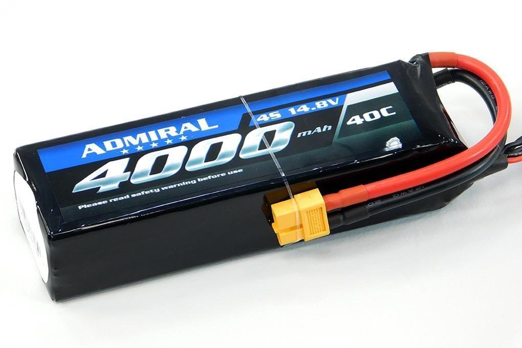 Admiral 4000mAh 4S 14.8V 40C LiPo Battery with  XT60 Connector