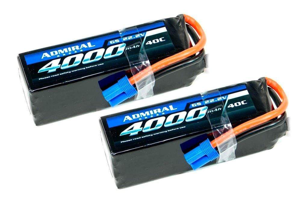 Admiral 4000mAh 6S 22.2V 40C LiPo Battery with EC5 Connector Multi-Pack (2 Batteries)