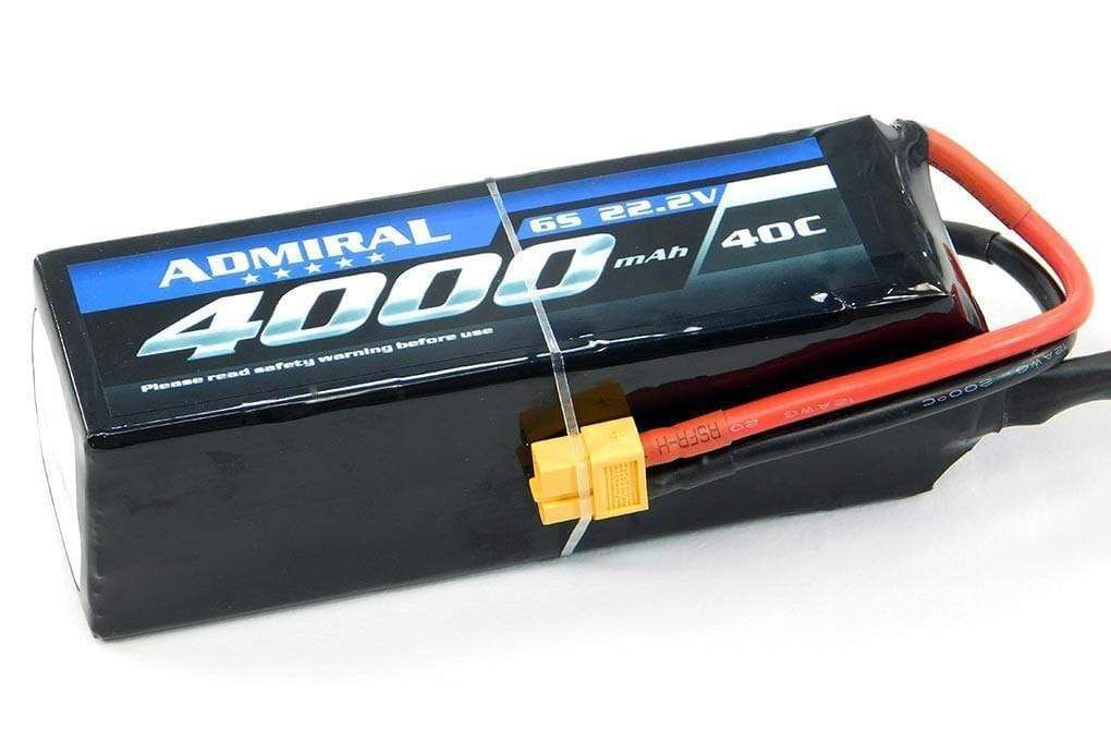 Admiral 4000mAh 6S 22.2V 40C LiPo Battery with XT60 Connector