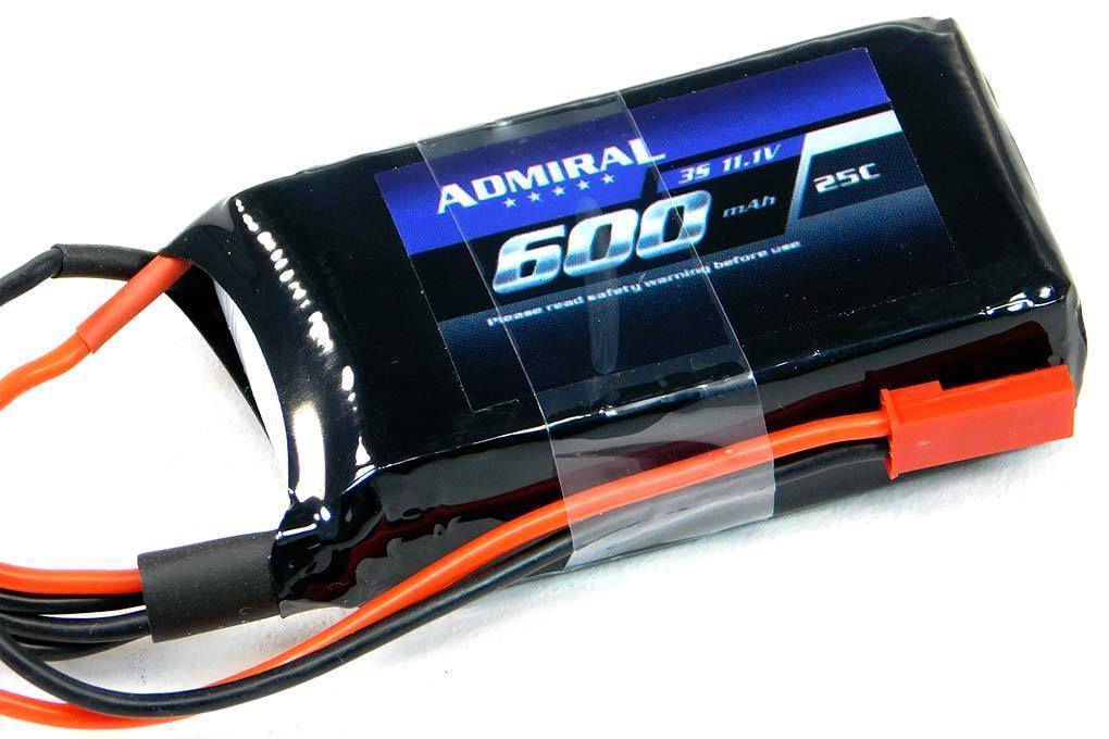 Admiral 600mAh 3S 11.1V 25C LiPo Battery with JST Connector