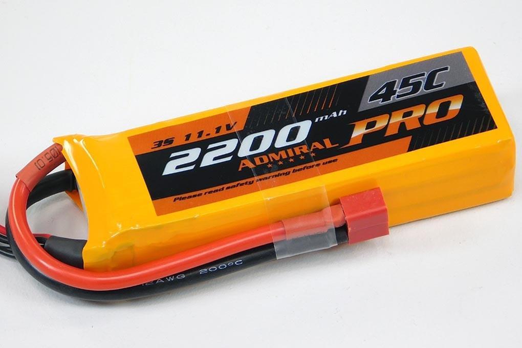 Admiral Pro 2200mAh 3S 11.1V 45C LiPo Battery with T Connector