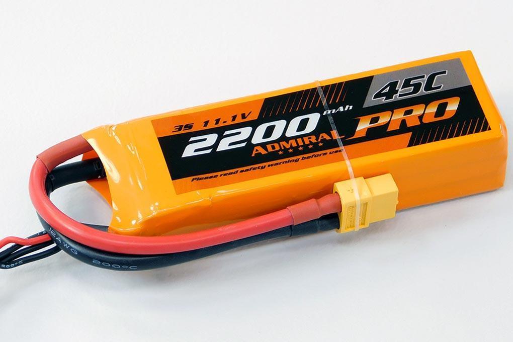 Admiral Pro 2200mAh 3S 11.1V 45C LiPo Battery with XT60 Connector