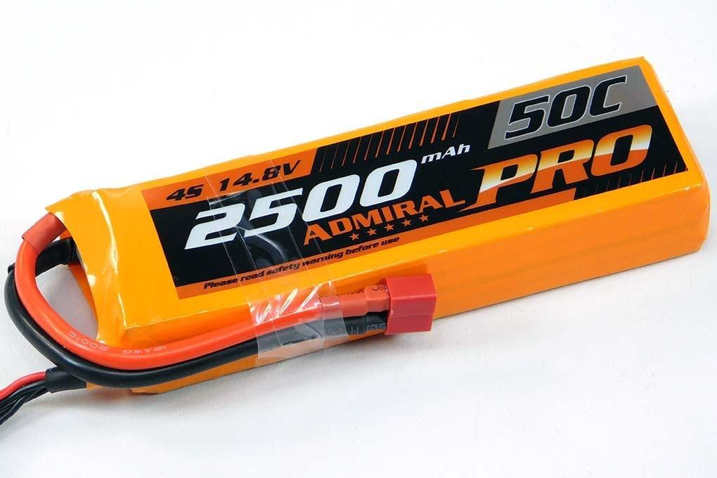 Admiral Pro 2500mAh 4S 14.8V 50C LiPo Battery with T Connector