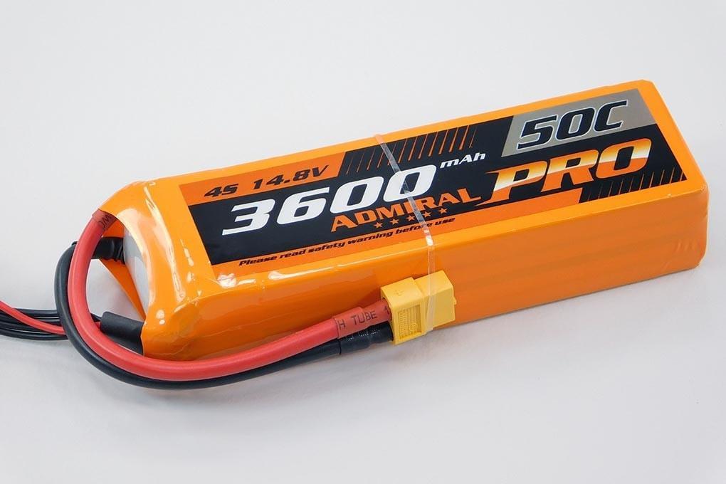 Admiral Pro 3600mAh 4S 14.8V 50C LiPo Battery with XT60 Connector