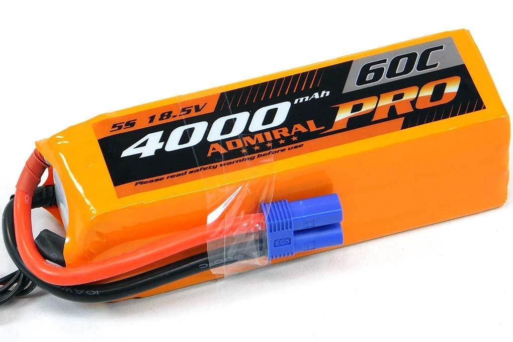 Admiral Pro 4000mAh 5S 18.5V 60C LiPo Battery with EC5 Connector
