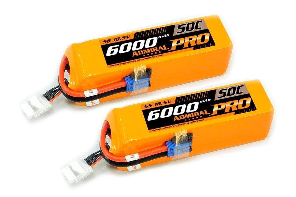 Admiral Pro 6000mAh 5S 18.5V 50C LiPo Battery with EC5 Connector Multi-Pack (2 Batteries)