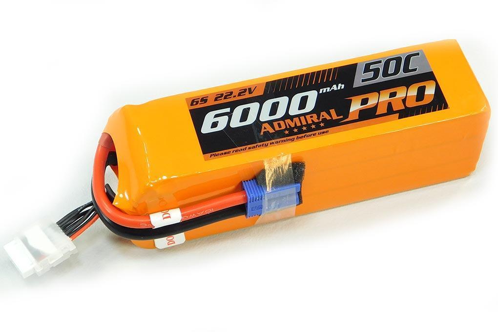 Admiral Pro 6000mAh 6S 22.2V 50C LiPo Battery with EC5 Connector
