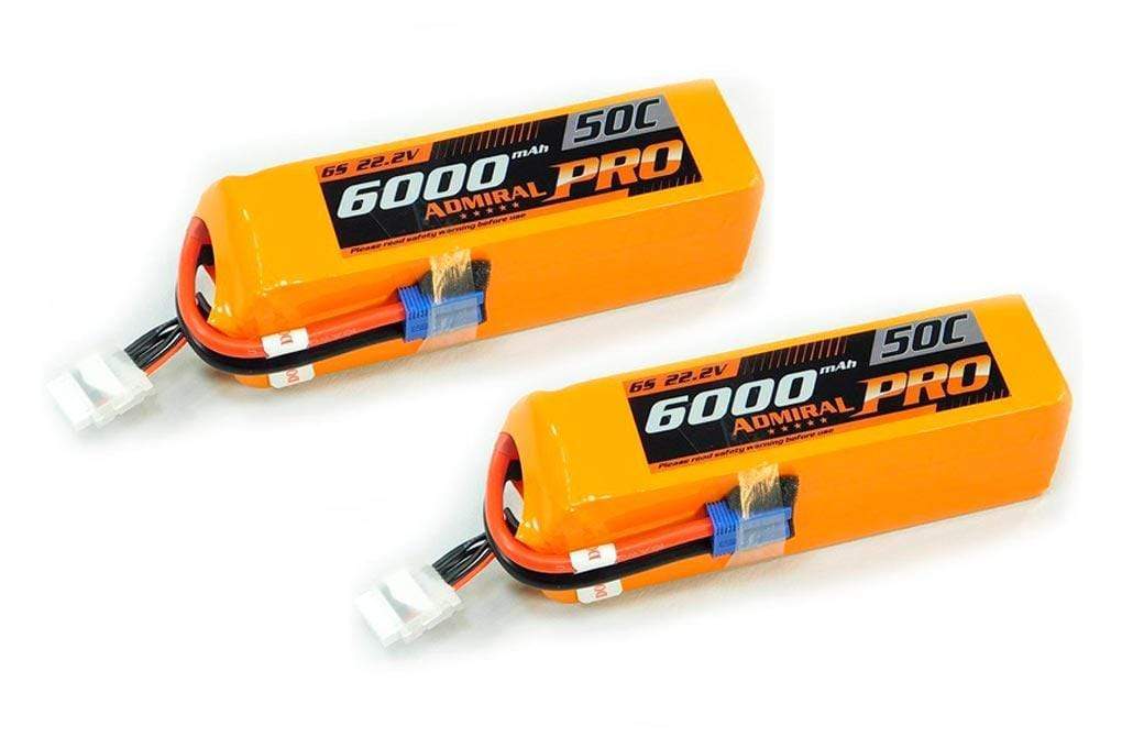 Admiral Pro 6000mAh 6S 22.2V 50C LiPo Battery with EC5 Connector Multi-Pack (2 Batteries)