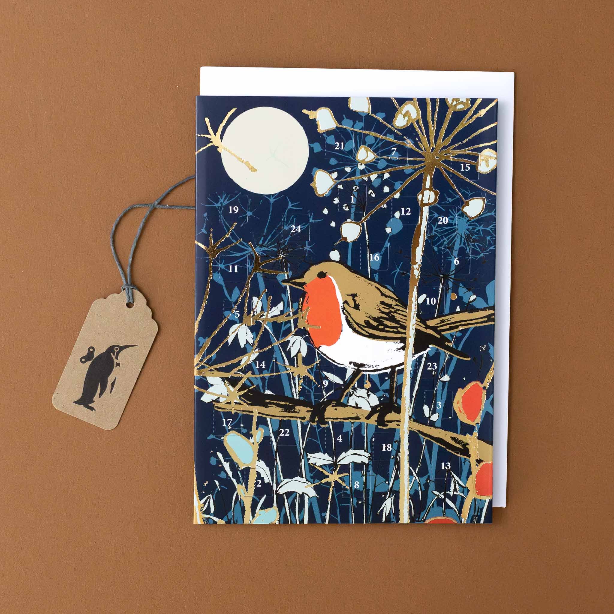 Advent Calendar Greeting Card | Midnight Winter Robin