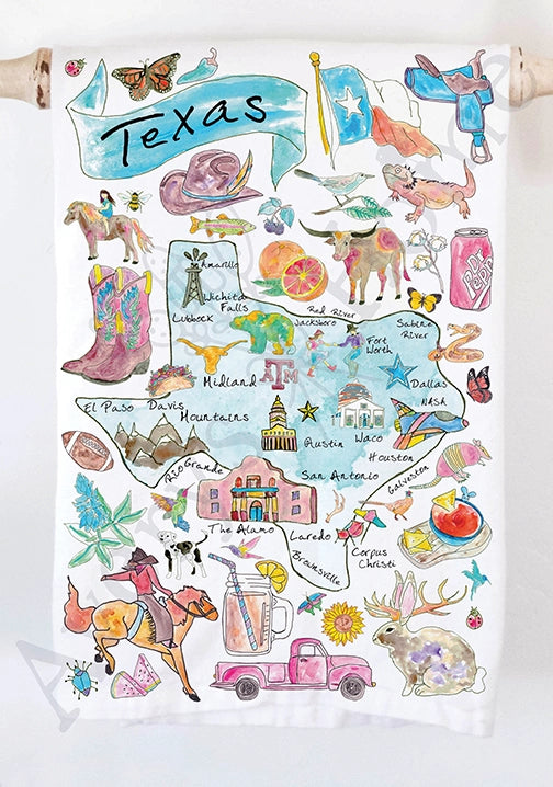 Texas State Map Kitchen Towel