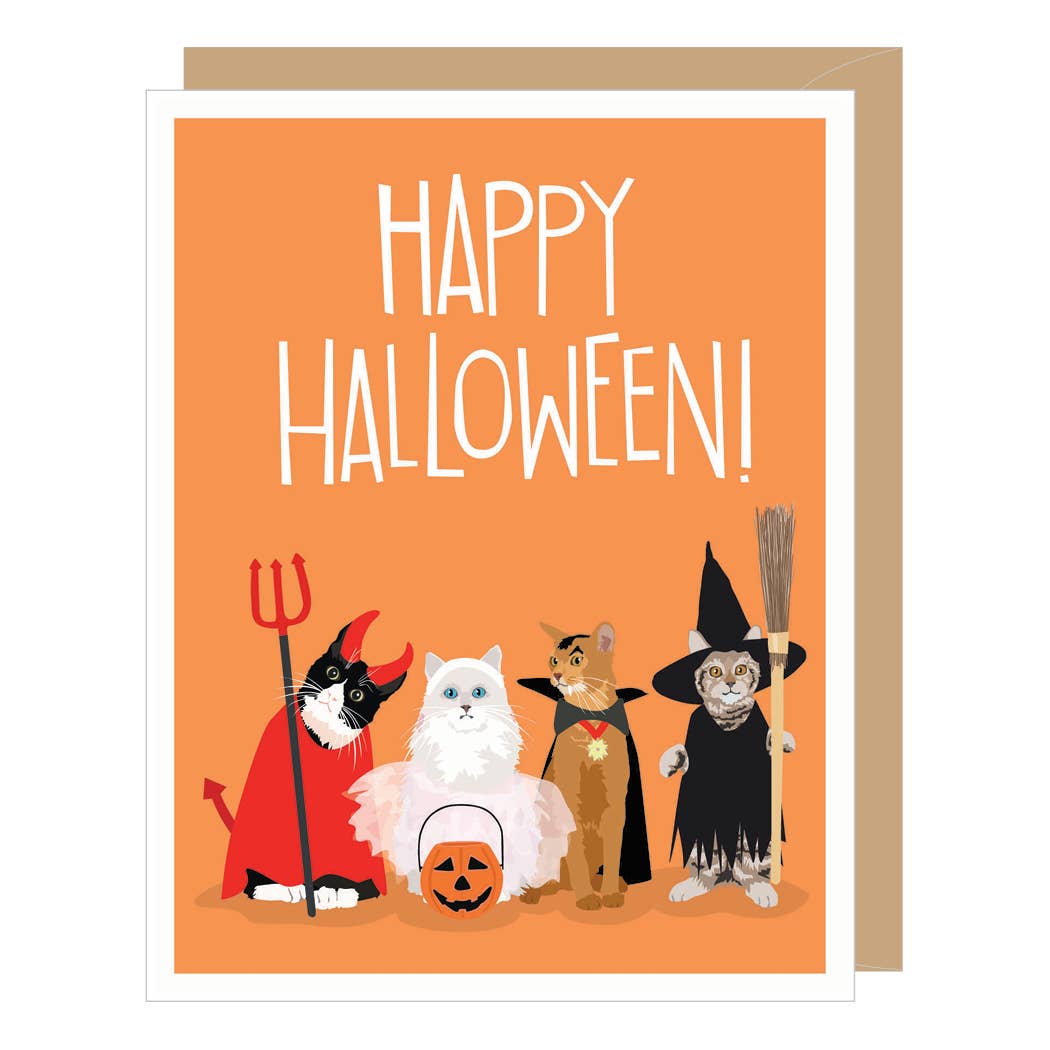Cat Costumes Halloween Card