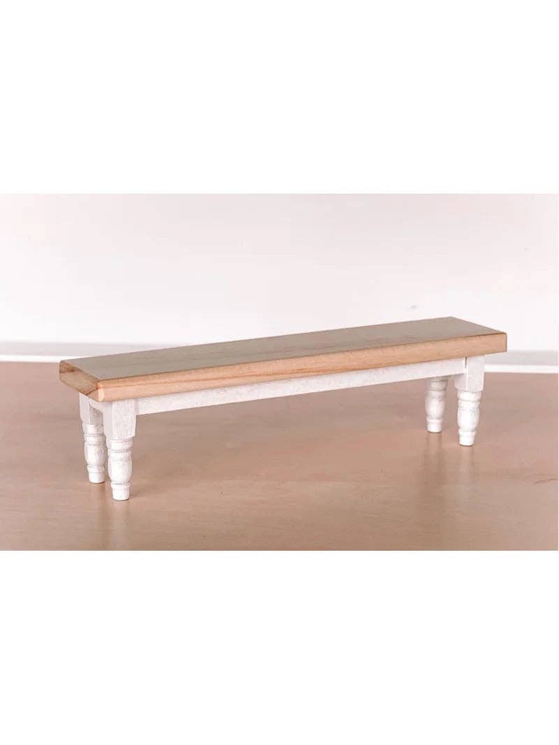 Dollhouse Classic Bench Seat | Natural Wood & White