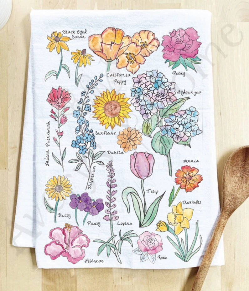 Popular Summer Flowers Kitchen Towel