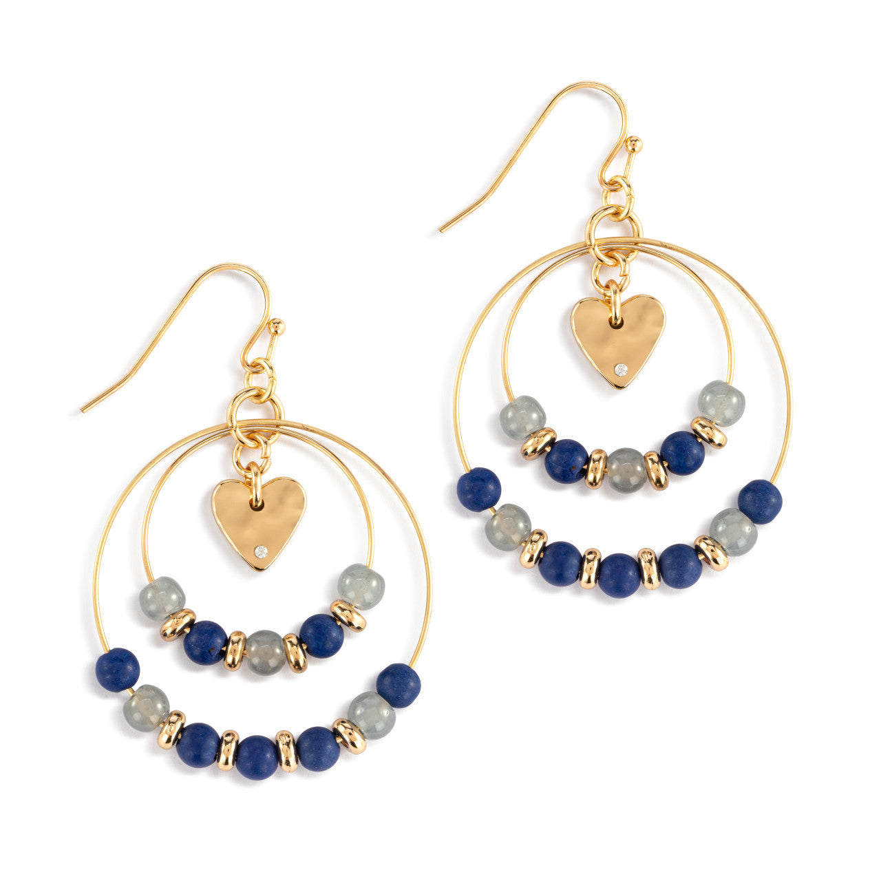 Your Journey Beaded Love Earrings - Indigo