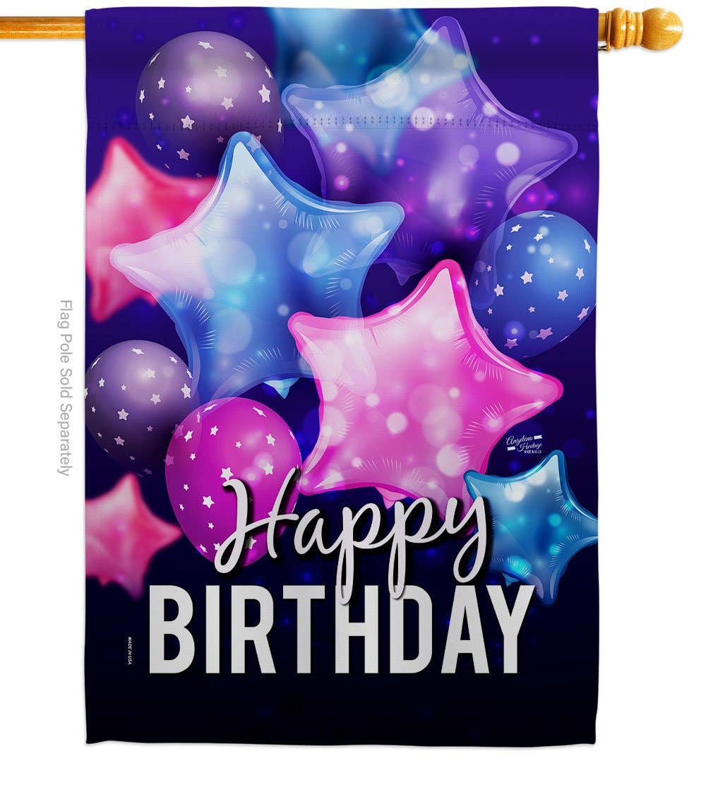 "Happy Birthday" Balloons Flag