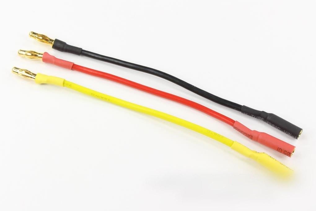 BenchCraft 100mm (4") Motor Extensions with 4mm Bullet Connectors (3 Pack)