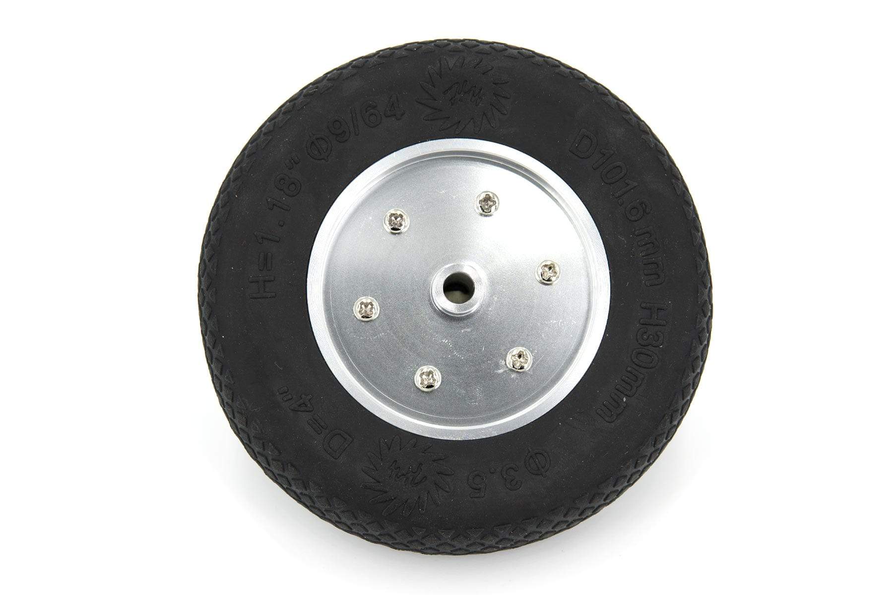 BenchCraft 102mm (4") x 26mm Solid Rubber Wheel w/ Aluminum Hub for 6mm Axle