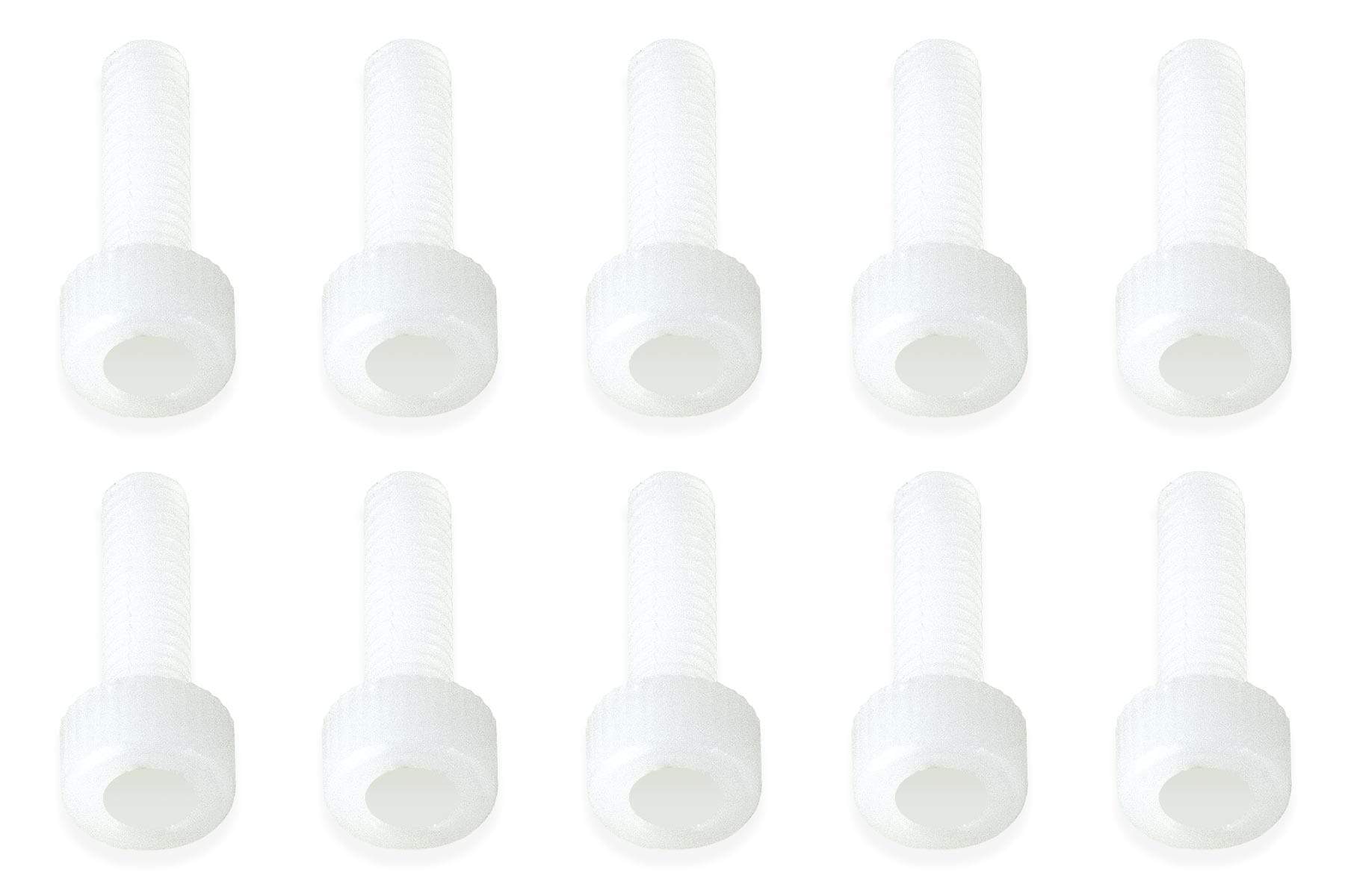 BenchCraft M3 x 10mm Nylon Hex Screws - White (10 Pack)
