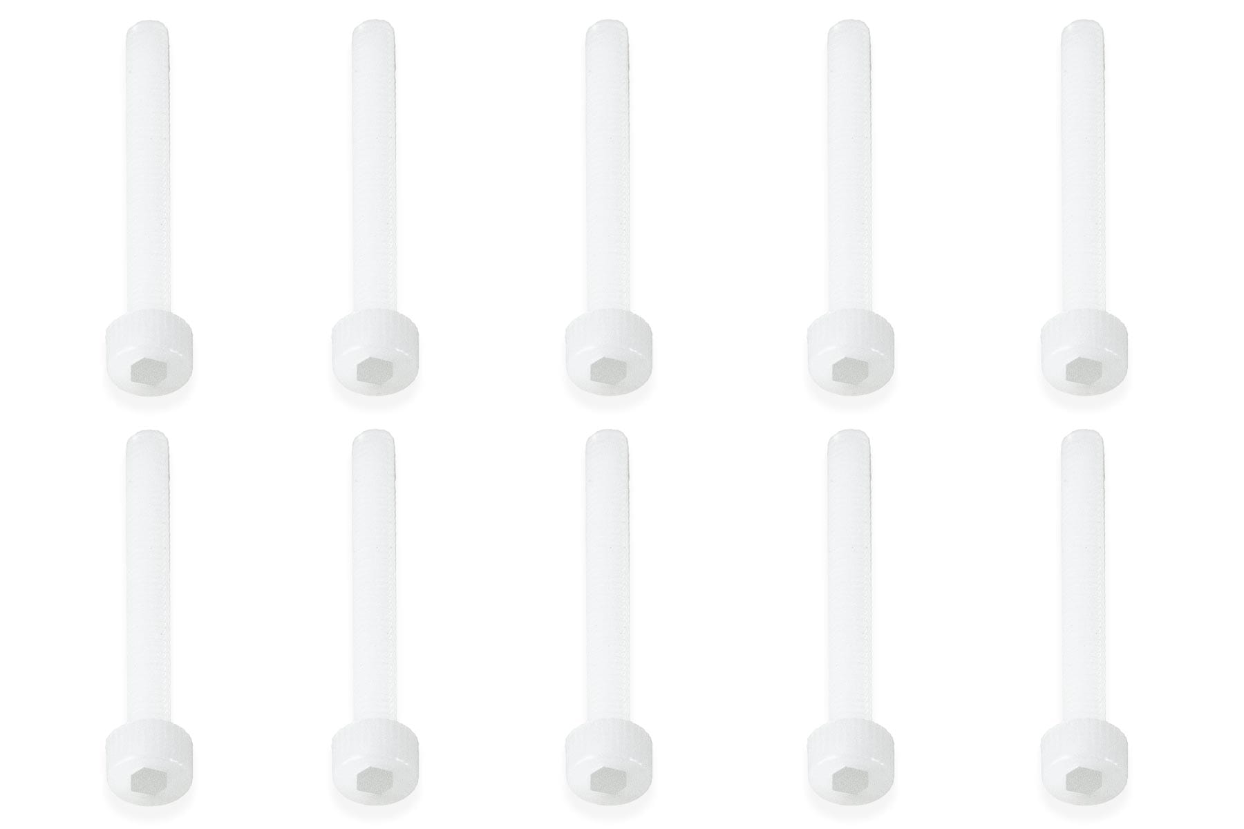 BenchCraft M3 x 25mm Nylon Hex Screws - White (10 Pack)