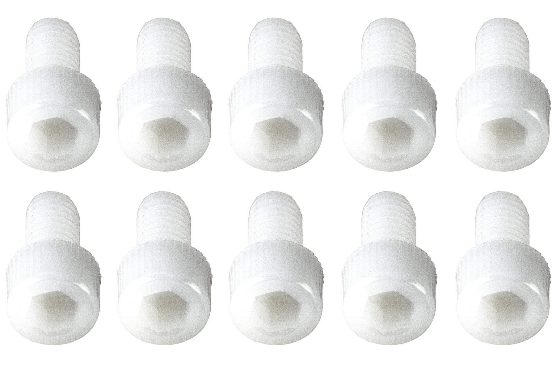 BenchCraft M6 x 12mm Nylon Hex Screws - White (10 Pack)