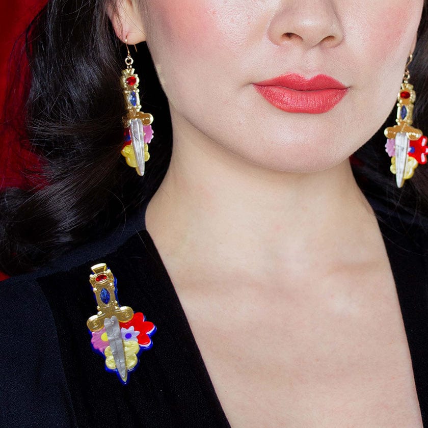 Double-Edged Delight drop earrings