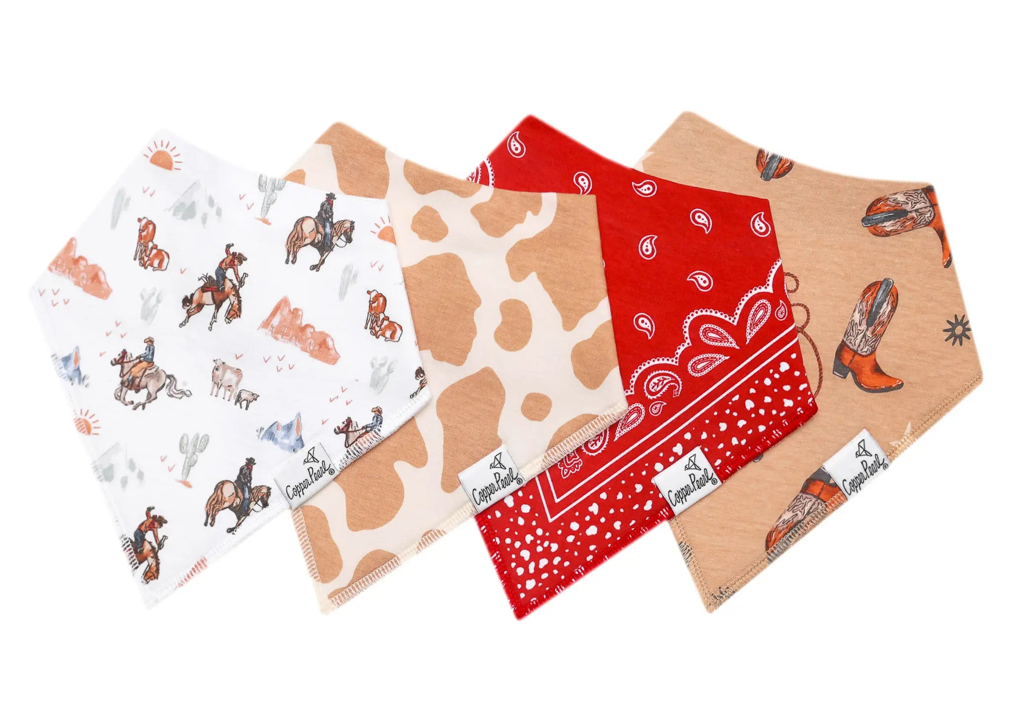 Copper Pearl Boone Set of 4 Bandana Bibs