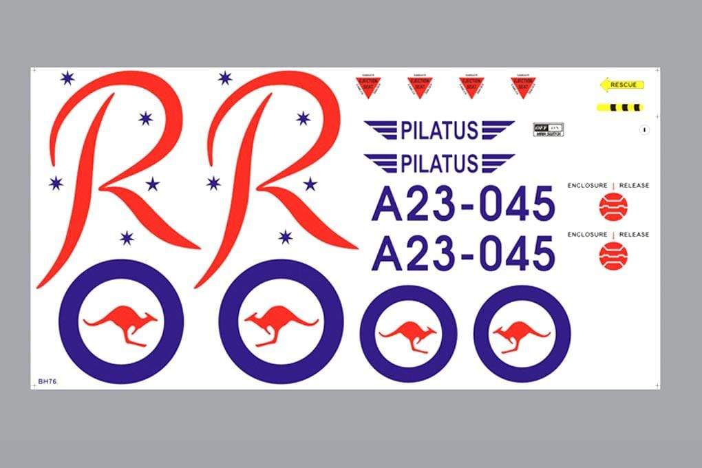 Black Horse 1840mm Pilatus PC-9 Decal Set