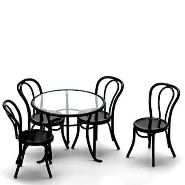 Black Metal Dollhouse Miniature Patio Set