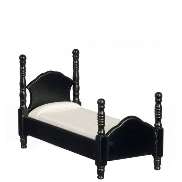 Black Dollhouse Miniature Twin Bed