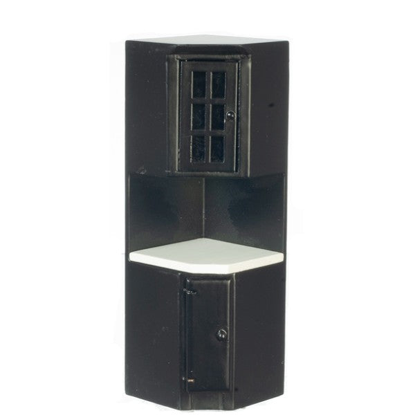 Black Dollhouse Miniature Corner Cabinet