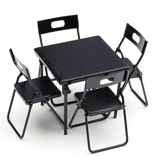 Black Dollhouse Miniature Folding Card Table & Chairs