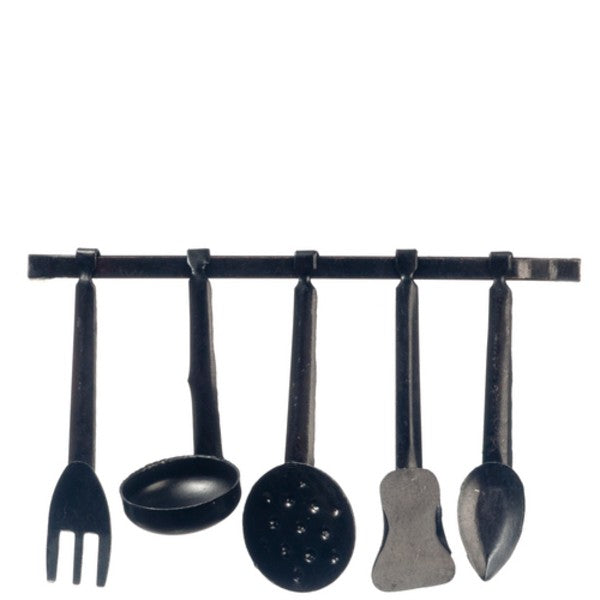 Black Hanging Dollhouse Miniature Utensils